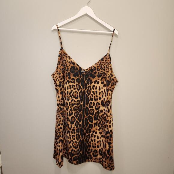 Nasty Gal Dresses & Skirts - Nasty Gal Satin Slip Dress Cheetah Animal Print Fierce Sultry Glam - Size 22